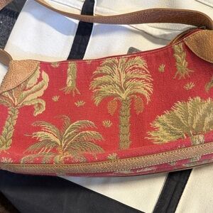 Tommy Bahama Red and Brown Palm Shoulder Bag